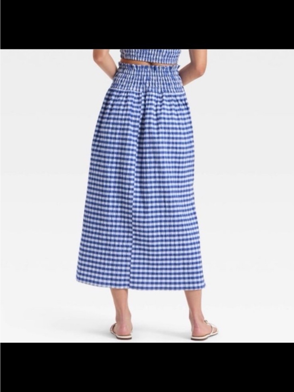 Target Blue and White Gingham Midi Skirt